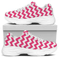 Pink And White Chevron Pattern Print White Chunky Shoes