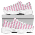Pink And White Striped Pattern Print White Chunky Shoes