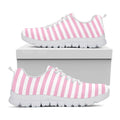 Pink And White Striped Pattern Print White Running Shoes