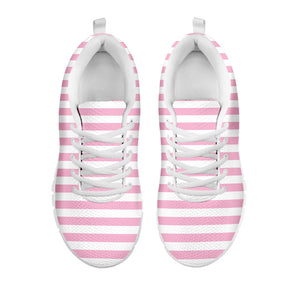 Pink And White Striped Pattern Print White Running Shoes