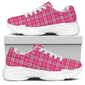 Pink And White Tartan Pattern Print White Chunky Shoes