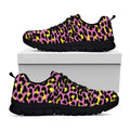Pink And Yellow Leopard Print Black Running Shoes