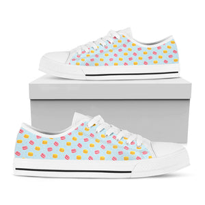 Pink And Yellow Macaron Pattern Print White Low Top Sneakers