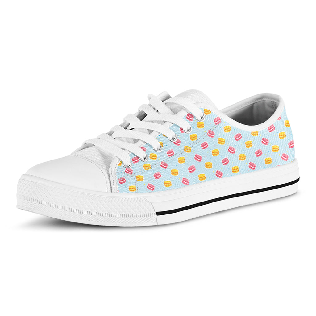 Pink And Yellow Macaron Pattern Print White Low Top Sneakers
