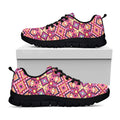 Pink Aztec Geometric Pattern Print Black Running Shoes