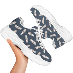 Pink Ballet Shoes Pattern Print White Chunky Shoes