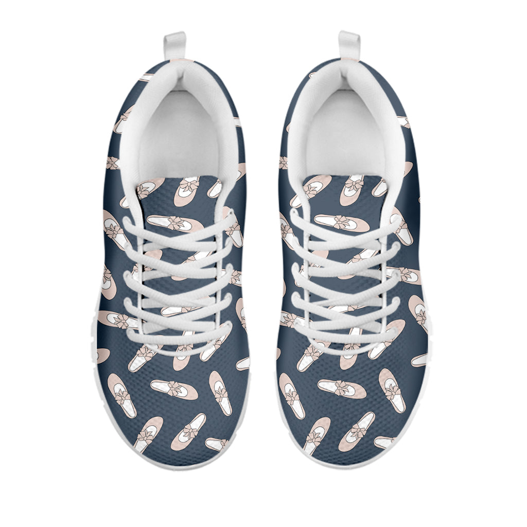 Pink Ballet Shoes Pattern Print White Running Shoes