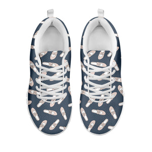 Pink Ballet Shoes Pattern Print White Running Shoes