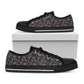Pink Blue And Green Paisley Print Black Low Top Sneakers