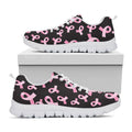 Pink Breast Cancer Ribbon Pattern Print White Running Shoes
