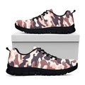 Pink Brown Camouflage Print Black Running Shoes
