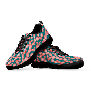 Pink Cactus Pattern Print Black Running Shoes