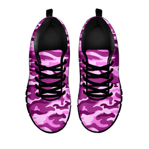 Pink Camouflage Print Black Running Shoes