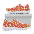 Pink Cartoon Banana Pattern Print White Running Shoes