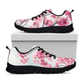 Pink Cherry Blossom Print Black Running Shoes