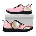Pink Coconut Pattern Print Black Running Shoes