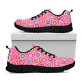 Pink Girly Flower Pattern Print Black Running Shoes