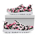 Pink Green And Black Camouflage Print White Running Shoes