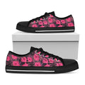 Pink Hawaiian Hibiscus Pattern Print Black Low Top Sneakers