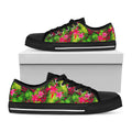 Pink Hawaiian Tropical Pattern Print Black Low Top Sneakers