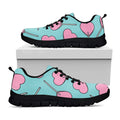Pink Heart Lollipop Pattern Print Black Running Shoes