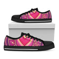 Pink Heart Zodiac Wheel Print Black Low Top Sneakers