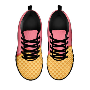 Pink Ice Cream Melted Print Black Running Shoes