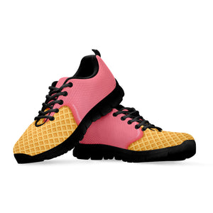 Pink Ice Cream Melted Print Black Running Shoes