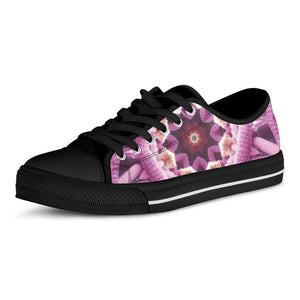 Pink Kaleidoscope Print Black Low Top Sneakers