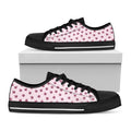 Pink Ladybug Pattern Print Black Low Top Sneakers