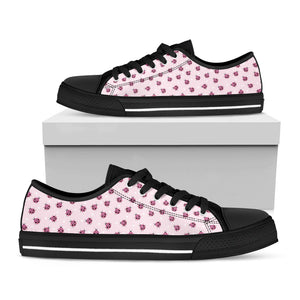 Pink Ladybug Pattern Print Black Low Top Sneakers