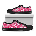 Pink Lollipop Candy Pattern Print Black Low Top Sneakers