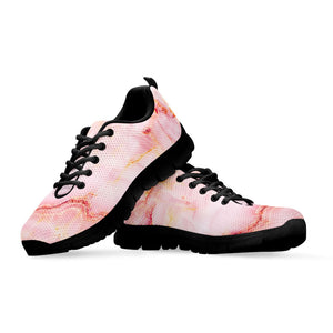 Pink Marble Print Black Running Shoes