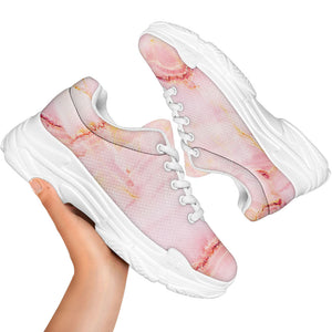 Pink Marble Print White Chunky Shoes