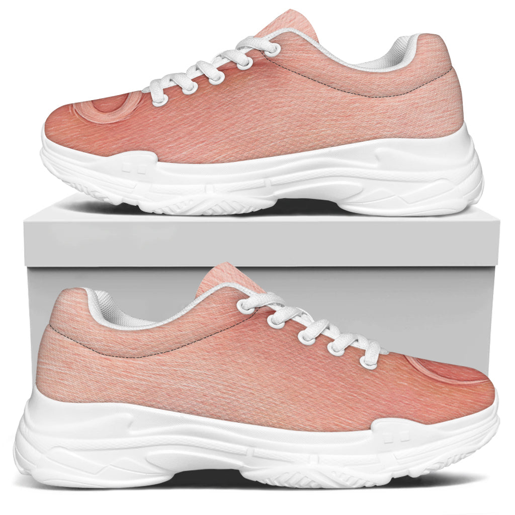 Pink Pig Tail Print White Chunky Shoes