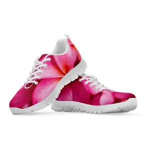 Pink Plumeria Flower Print White Running Shoes