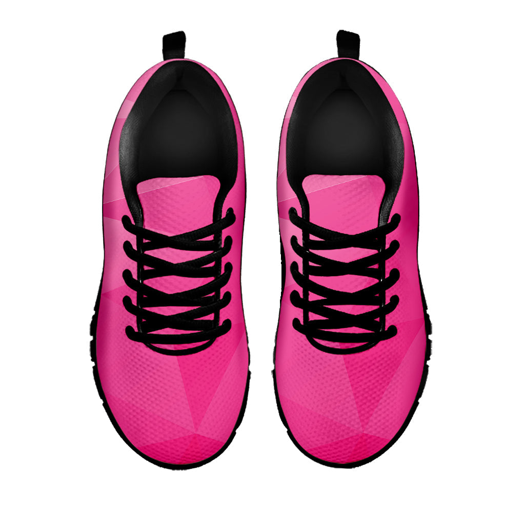 Pink Polygonal Geometric Print Black Running Shoes