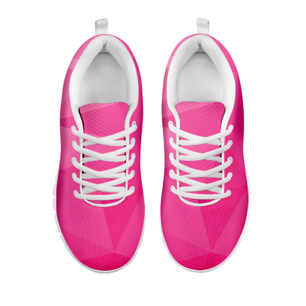 Pink Polygonal Geometric Print White Running Shoes