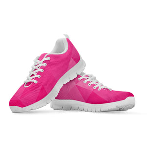 Pink Polygonal Geometric Print White Running Shoes
