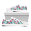 Pink Protea Pattern Print White Low Top Sneakers