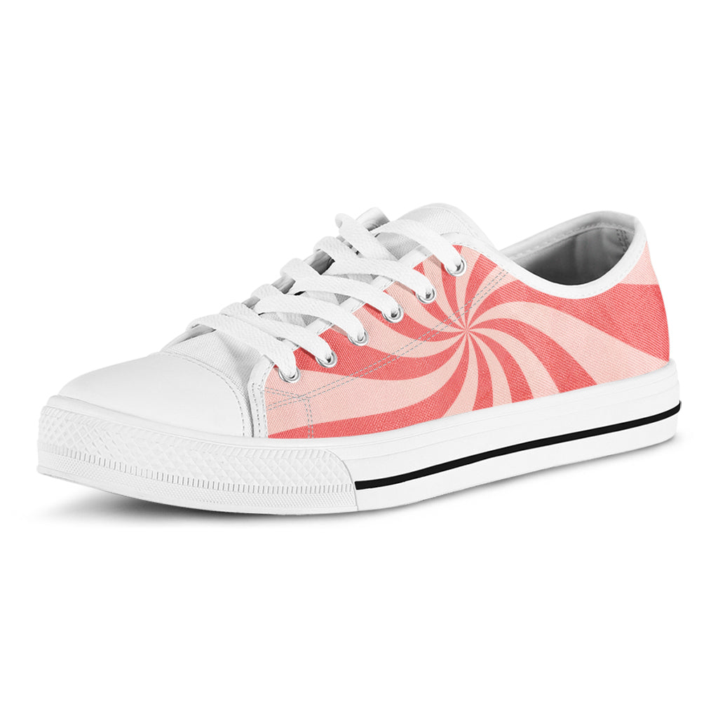 Pink Psychedelic Swirl Print White Low Top Sneakers