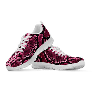 Pink Python Snakeskin Print White Running Shoes