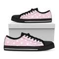 Pink Rabbit Pattern Print Black Low Top Sneakers