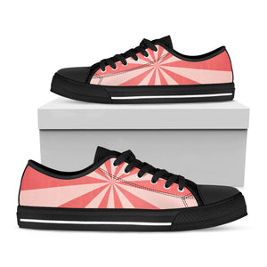 Pink Radial Rays Print Black Low Top Sneakers