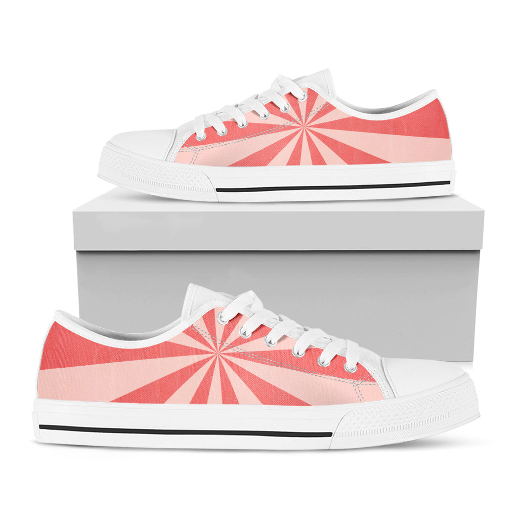 Pink Radial Rays Print White Low Top Sneakers