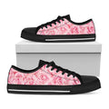 Pink Rose Print Black Low Top Sneakers