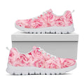 Pink Rose Print White Running Shoes