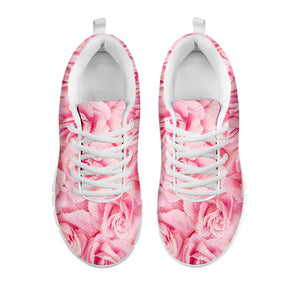 Pink Rose Print White Running Shoes
