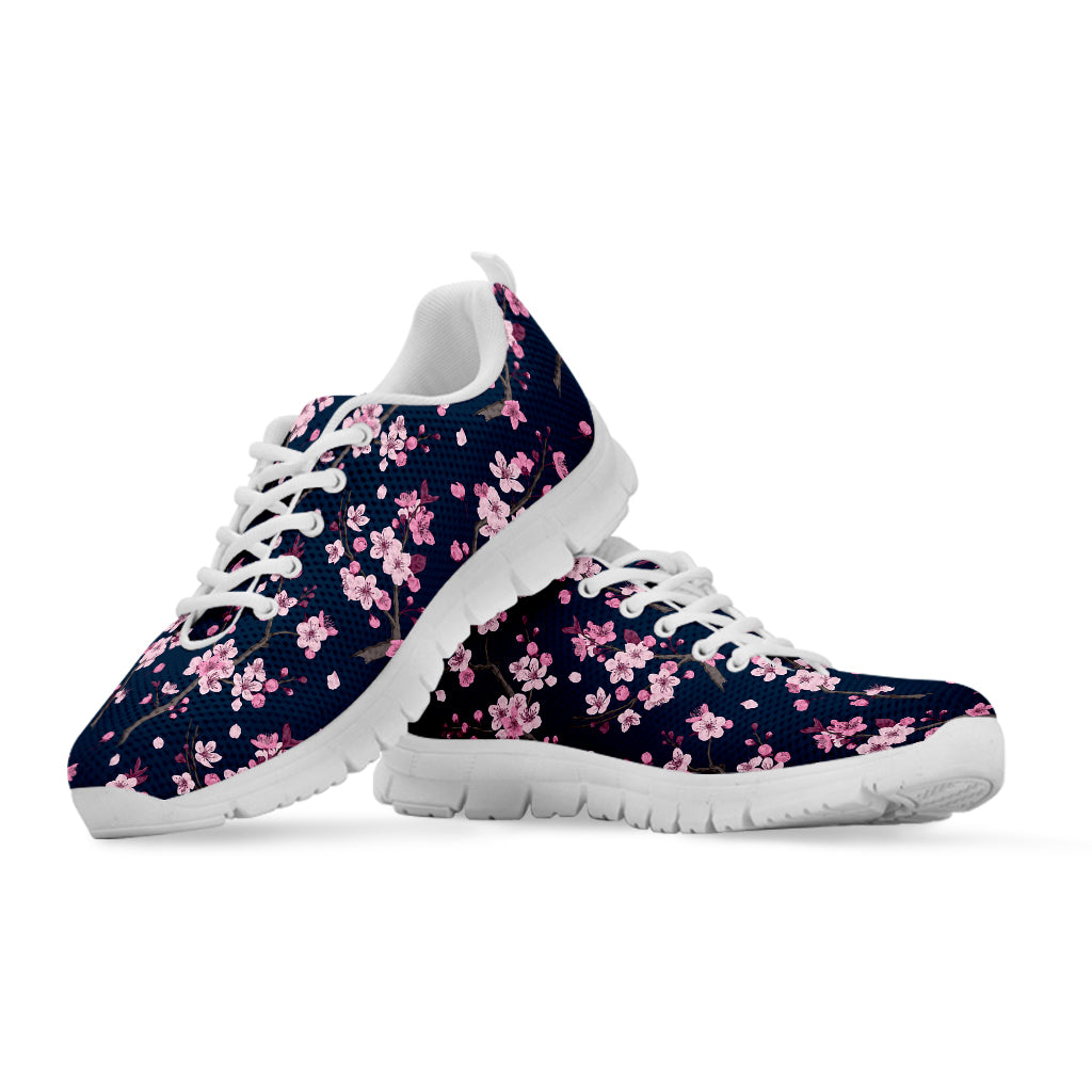 Pink Sakura Cherry Blossom Pattern Print White Running Shoes