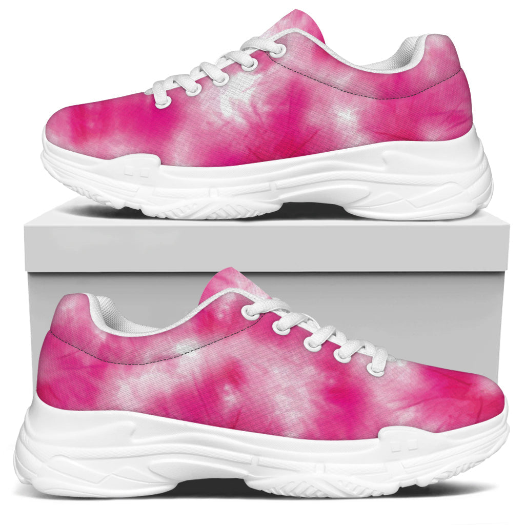 Pink Shibori Tie Dye Print White Chunky Shoes